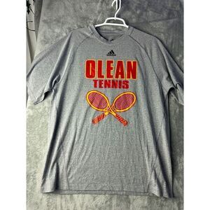 Adidas T-Shirt Mens Medium Climalite Gray Short Sleeve Olean Tennis Huskies‎